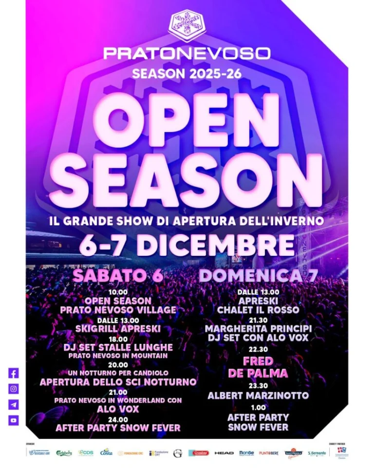 Locandina completa del programma Open Season, 6 e 7 dicembre 2025