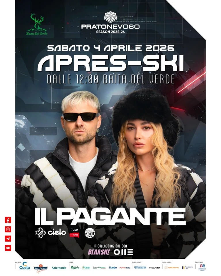 Locandina completa del Pagante: après-ski alla Baita del Verde, sabato 4 aprile 2026