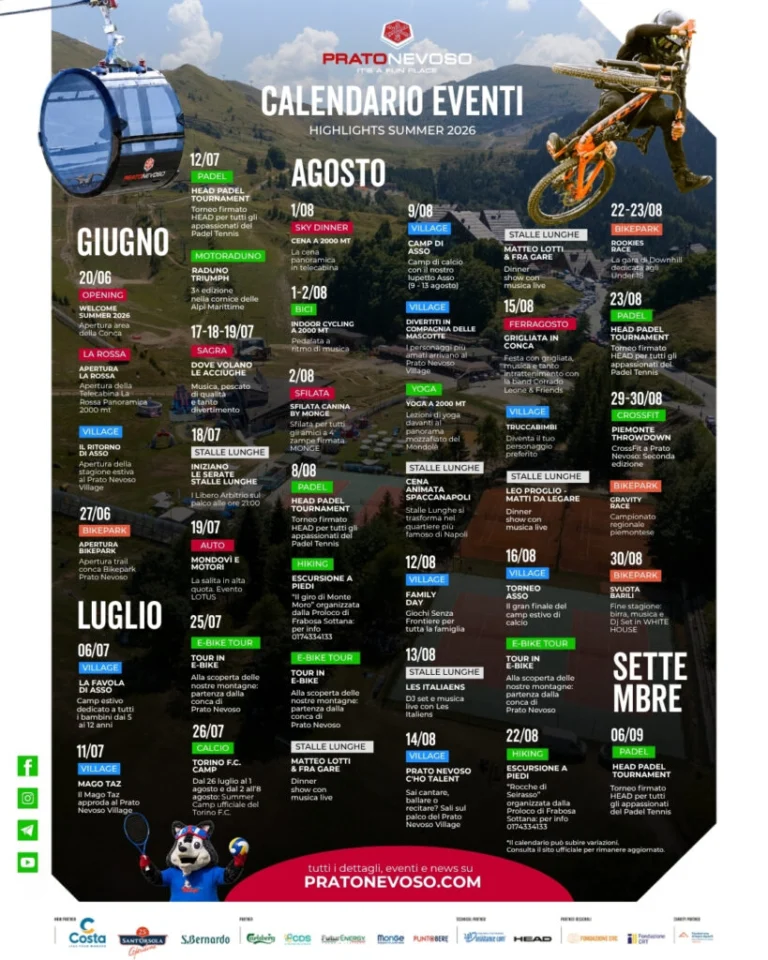 Calendario generale degli eventi estate 2026
