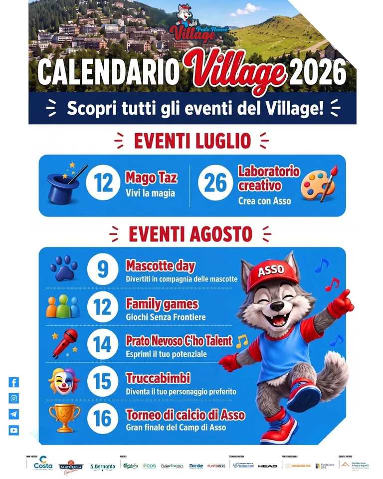 Calendario Village estate 2026 con eventi per bambini e famiglie a Prato Nevoso