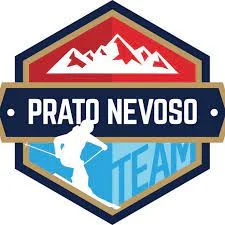 Logo Prato Nevoso Team, con uno sciatore e le montagne